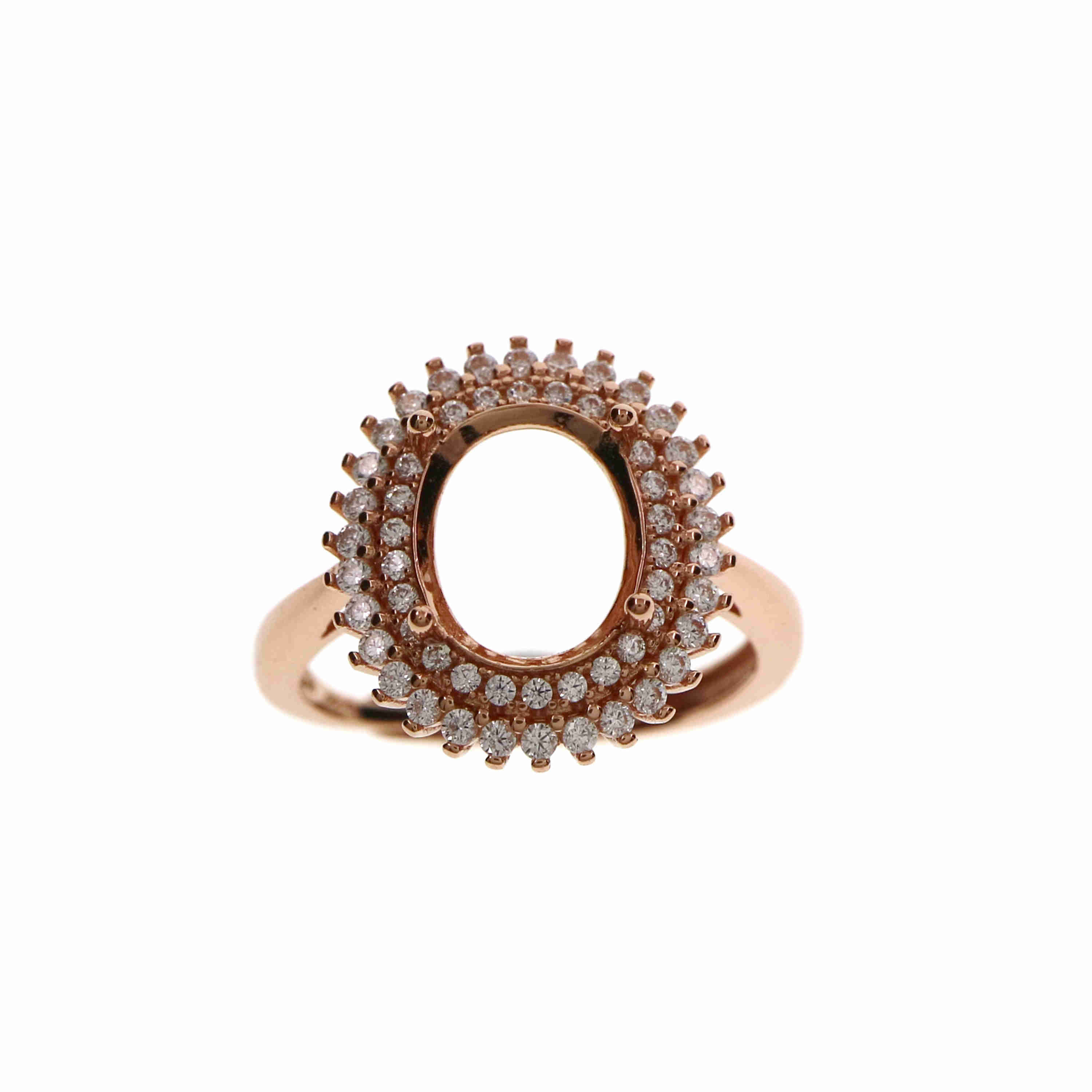 1Pcs Multiple Sizes Luxury Rose Gold Silver Oval Gems Cz Stone Prong Bezel Solid 925 Sterling Silver Adjustable Ring Settings 1224013 - Click Image to Close